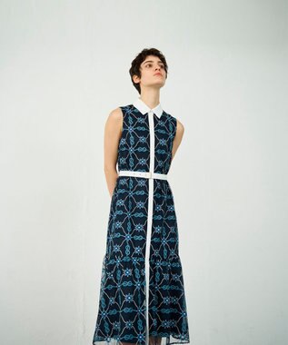 GRACE CONTINENTAL マリン刺繍チュールワンピース ネイビー