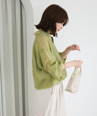 Green Parks 裾ドロストシアーシャツ Green