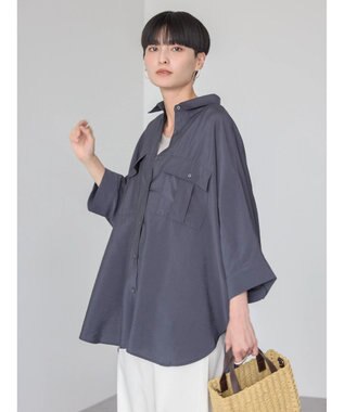 AMERICAN HOLIC 接触冷感Ｗポケットシャツチュニック Charcoal Gray