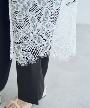 YECCA VECCA リーフ柄レースキャミワンピース Off White