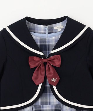 ANY KIDS ジャケット付き チェック ワンピース ネイビー