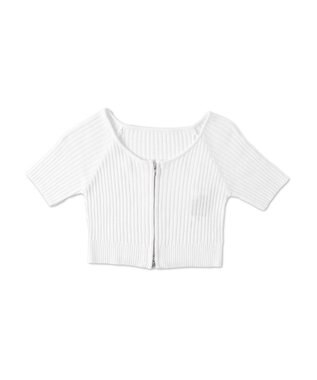 WEGO ダブルジップオフショルニットトップス オフホワイト