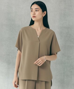 UNFILO 【セットアップ着用可】サマーセットアップ スキッパーブラウス