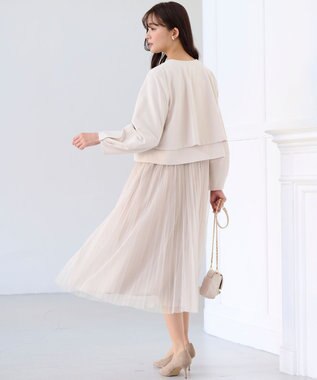 組曲 【WEB限定・KUMIKYOKU NAVY】ジャージーコンビ ギャザーチュール ワンピース ベージュ系