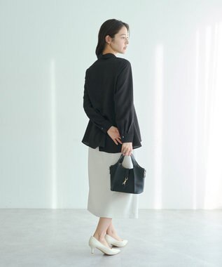 YECCA VECCA パールジャガードペプラムブラウス Black