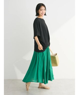 Green Parks 裾タック表面カットプルオーバー Black