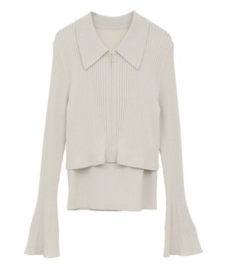 YECCA VECCA 【2点SET】キャミセット襟付きZIPカーディガン Ivory