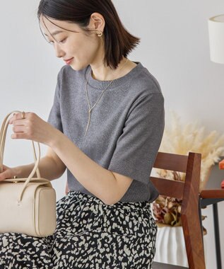 AMERICAN HOLIC ラメリブＴシャツ Charcoal Gray