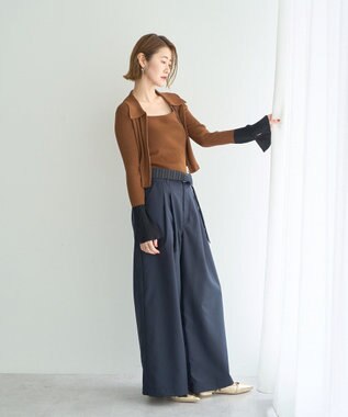 YECCA VECCA 【2点SET】キャミセット襟付きZIPカーディガン Camel