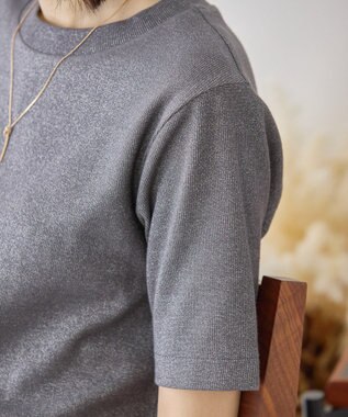 AMERICAN HOLIC ラメリブＴシャツ Charcoal Gray