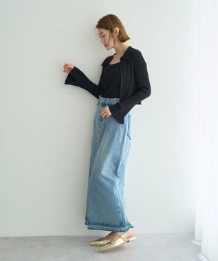 YECCA VECCA 【2点SET】キャミセット襟付きZIPカーディガン Black