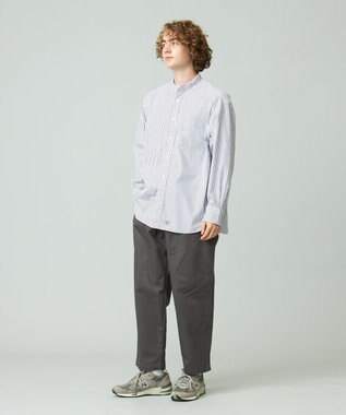 J.PRESS YORK STREET 【UNISEX】タイプライターストライプ バンドカラーシャツ ホワイト系1