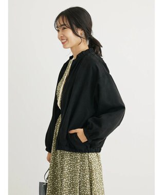 Green Parks スウェード調ギャザーブルゾン Black