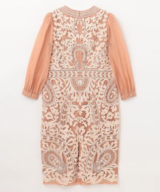 GRACE CONTINENTAL オーガン袖コード刺繍ドレス ピンク