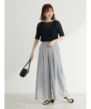 Green Parks ・ＥＬＥＮＣＡＲＥ　ＤＵＥ　リネンライクワイドパンツ Gray