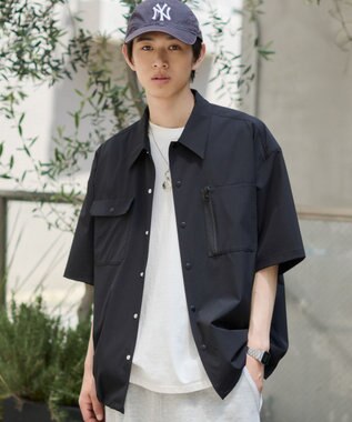 WEGO 【ユニセックス着用ITEM/MLサイズ展開/機能シャツ】リップストップシャツ（SS） ブラック