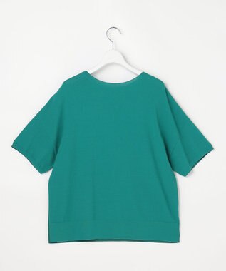 自由区 【大人のバイカラー】ライトクレープストレッチ プルオーバー エメラルド×Dエメラルド