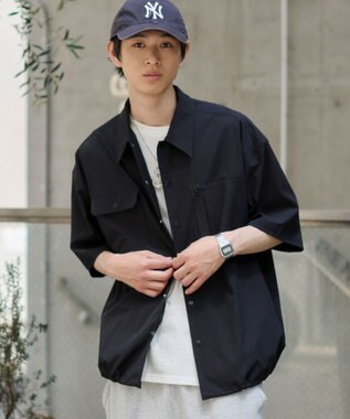 WEGO 【ユニセックス着用ITEM/MLサイズ展開/機能シャツ】リップストップシャツ（SS） ブラック