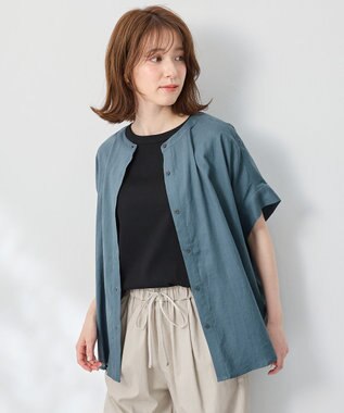 ANY フレンチリネンシャツブラウス ブルー