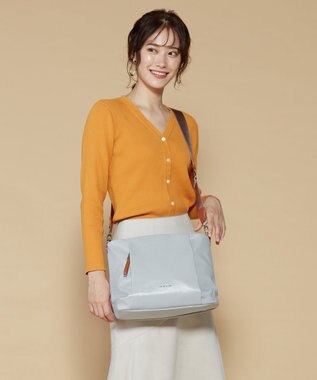 LA BAGAGERIE コーティングキャンバス 2WAYショルダーバッグ ライトグレー