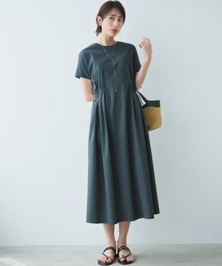 23区 雑材 ショルダーバッグ ナチュラル×ダークグリーン