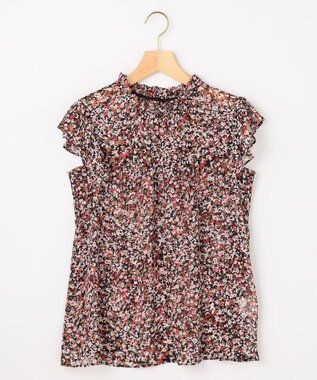 組曲 【先行予約】インプレッションフラワープリント フリルブラウス ピンクフラワー系