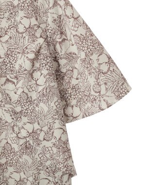 YECCA VECCA ラインフルーツ柄ラッフルブラウス Beige