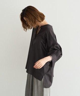 YECCA VECCA 【ORGABITS】5分袖スキッパーシャツ Charcoal Gray