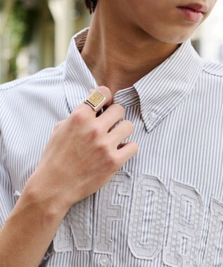 WEGO 【ユニセックス着用ITEM】オックスフォードダメージアップリケシャツ（SS） グレーストライプ