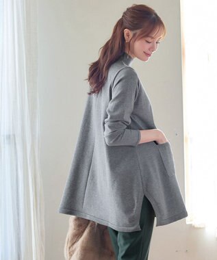 Tiaclasse ポケット付きニットチュニック グレー