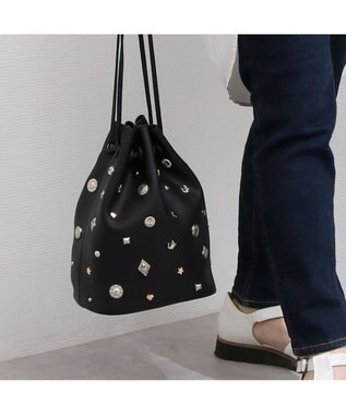 UNBILLION カカトゥ kakatoo / WEB限定ビジューミックスチャーム ドロストバッグ ブラック