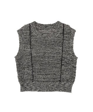 earth music&ecology 配色ラインＭＩＸニットベスト Black