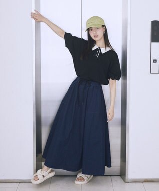 earth music&ecology バイカラーポロニット Black