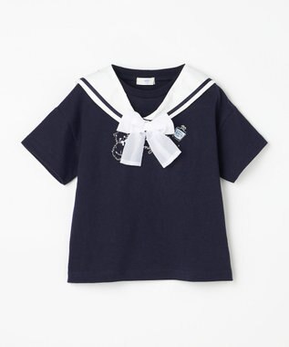 ANY KIDS 【綿100%/接触冷感】ひんやり 2WAY セーラーTシャツ ネイビー