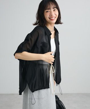 Green Parks 表面感裾ドロストシャツ