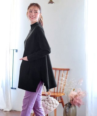 Tiaclasse ポケット付きニットチュニック ブラック