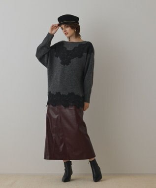 GRACE CONTINENTAL レースドルマンニットトップ
