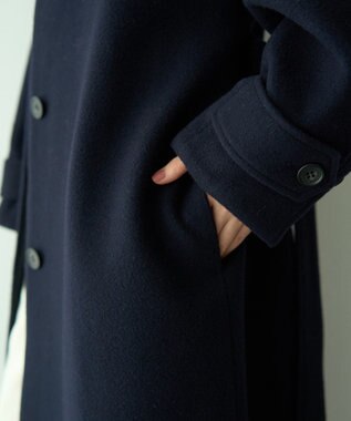 YECCA VECCA ウール混ステンカラーロングコート Dark Navy