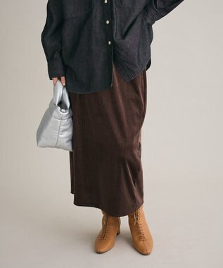 Green Parks ラメベロアＩラインスカート Brown