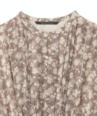 YECCA VECCA 花柄プリーツワンピース Beige