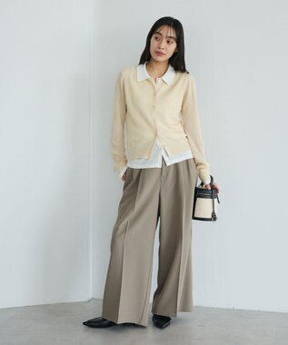 CRAFT STANDARD BOUTIQUE レイヤードポロ衿カーディガン Ivory