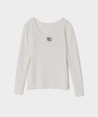 GRACE CONTINENTAL ロゴ刺繍リブトップ ホワイト