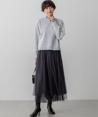 23区 L 【WEB＆一部店舗限定】クリアコットンテリー ストライプフリル スウェット ライトグレー系