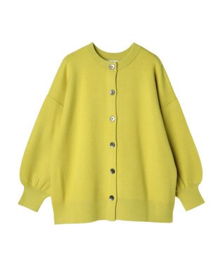 earth music&ecology やわらかタッチミドル丈カーディガン Lime Green