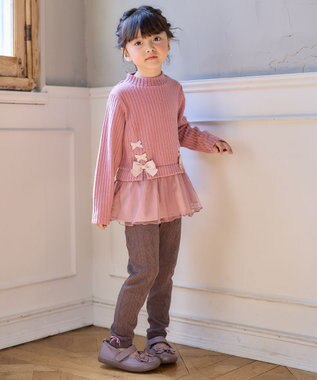 ANY KIDS 表起毛 レースアップ チュニック ピンク