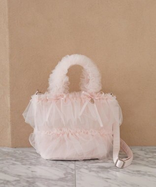 Maison de FLEUR チュールフリル2Wayトートバッグ Pink