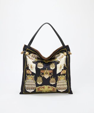 TOPKAPI 【TREASURE TOPKAPI】マイルドサテン スカーフ柄 トートバッグ ブラック