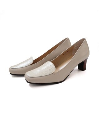 Pointer 日本製 クロコ型押しパンプス トープ(コンビ)