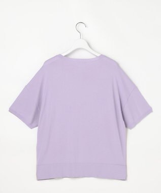 自由区 【大人のバイカラー】ライトクレープストレッチ プルオーバー ベージュ×ライトラベンダー