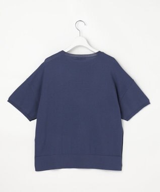 自由区 【大人のバイカラー】ライトクレープストレッチ プルオーバー ネイビー×ブルーグレー